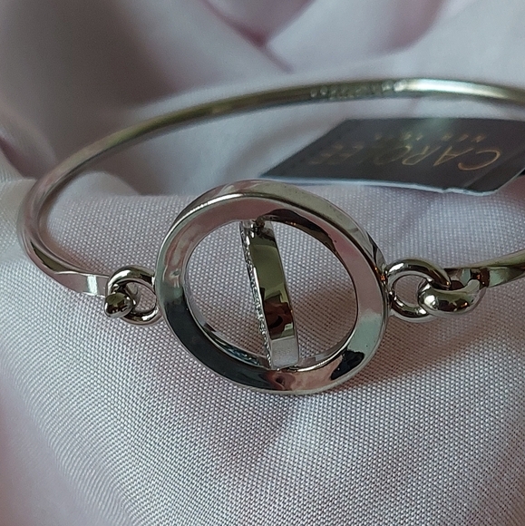 Silver & Rhinestone Word Play "Something Blue" Fidget Bangle Bracelet. NWOB. - Picture 4 of 7